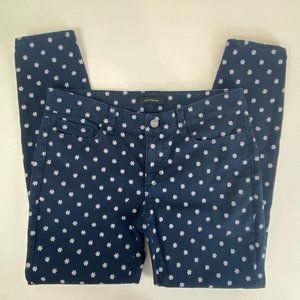 Ann Taylor Skinny Ankle Modern Fit Blue Denim Tiny White Flower Jeans Size 6